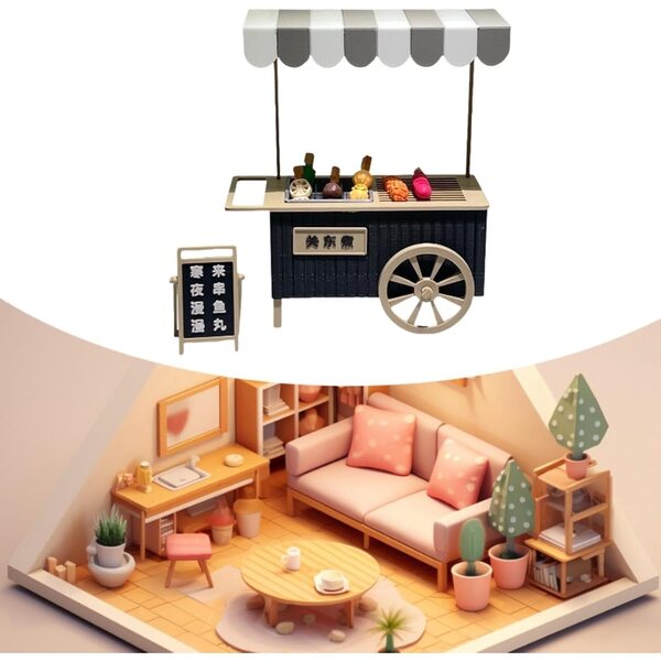 Carrello Miniatura Oden per Casa Delle Bambole – Accessorio Realistico 1/12