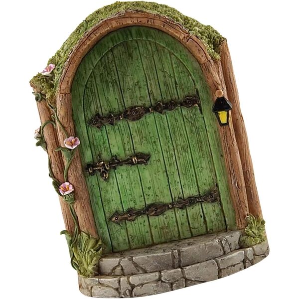 Porta delle Fate in Legno per Giardino Miniatura, Decorazione Magica 10x8 cm