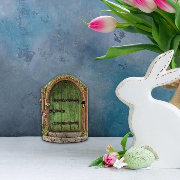 Porta delle Fate in Legno per Giardino Miniatura, Decorazione Magica 10x8 cm