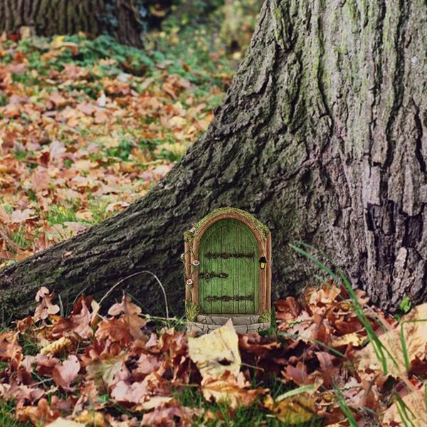 Porta delle Fate in Legno per Giardino Miniatura, Decorazione Magica 10x8 cm