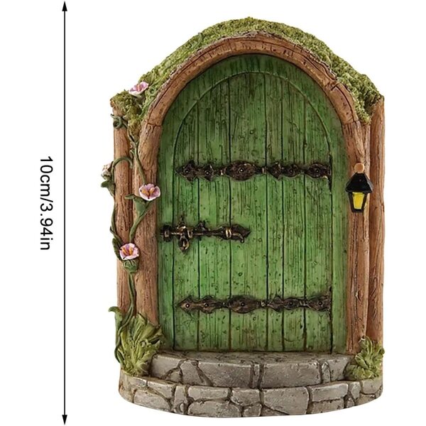 Porta delle Fate in Legno per Giardino Miniatura, Decorazione Magica 10x8 cm