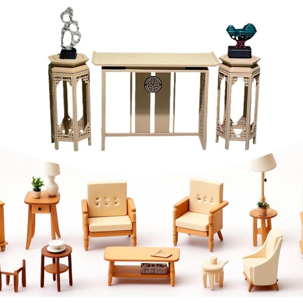 Set mit 5 Puppenhaus-Miniaturmöbeln im modernen chinesischen Stil aus PP