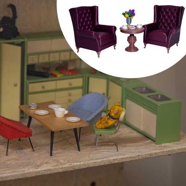 American Sofa Set Miniatur 1:12 Puppenhausmöbel Rot Sharplace