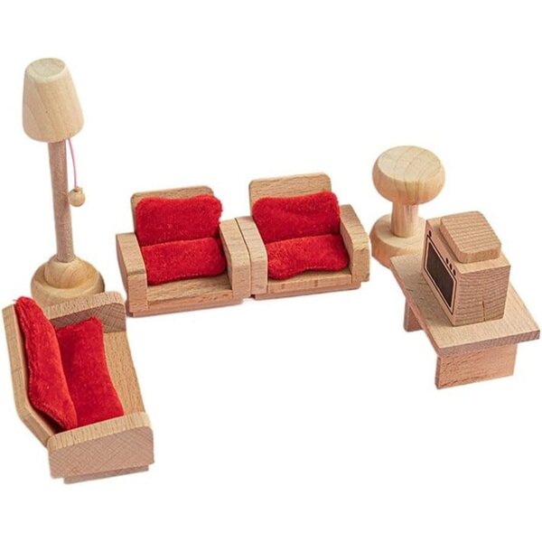 1:12 Miniaturmöbel für Puppenhäuser: Sofa, Fernseher, Lampe, Couchtisch und TV-Schrank