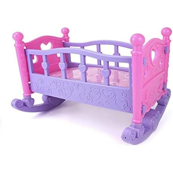 Culla a Dondolo per Bambole con Cuscino e Coperta per Casa delle Bambole