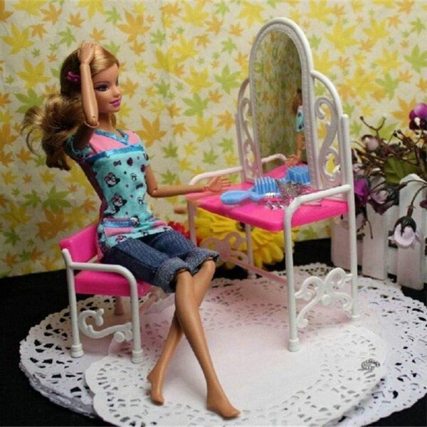 Set Tavolo e Sedia da Trucco in Miniatura per Casa delle Bambole Uteruik