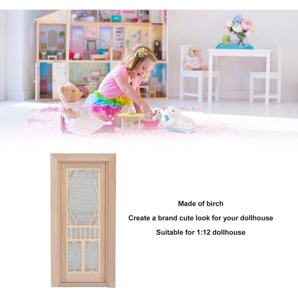 Cryfokt Porta Zanzariera in Betulla per Casa delle Bambole 1:12, Verniciabile e Personalizzabile