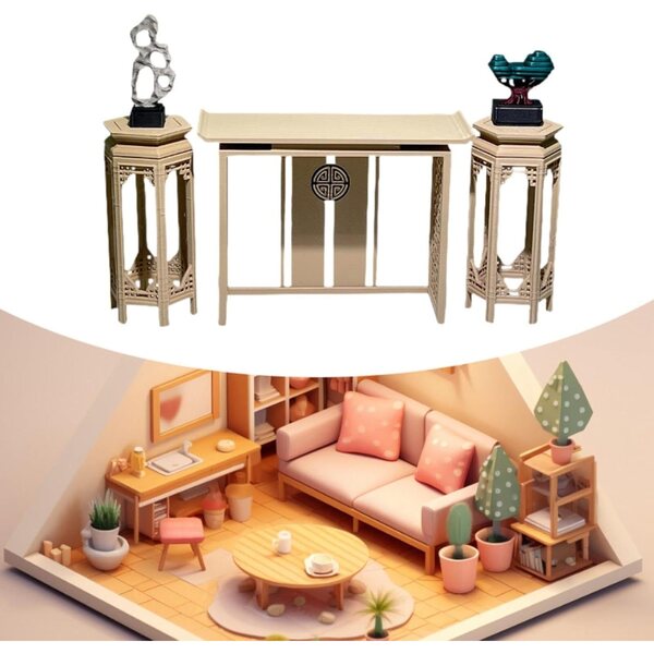 Sharplace Eleganter Miniatur-Konsolentisch im chinesischen Stil für das Puppenhaus