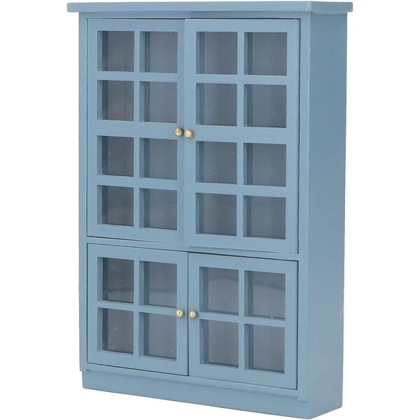 Scaffale Casa delle Bambole Blu Scuro 3 Livelli con Ante Trasparenti - aqxreight