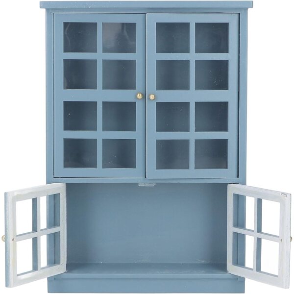 Scaffale Casa delle Bambole Blu Scuro 3 Livelli con Ante Trasparenti - aqxreight