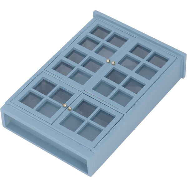 Scaffale Casa delle Bambole Blu Scuro 3 Livelli con Ante Trasparenti - aqxreight