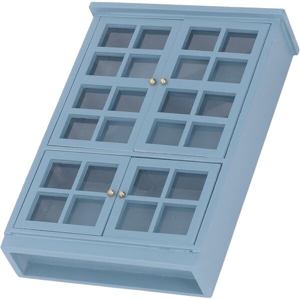 Scaffale Casa delle Bambole Blu Scuro 3 Livelli con Ante Trasparenti - aqxreight
