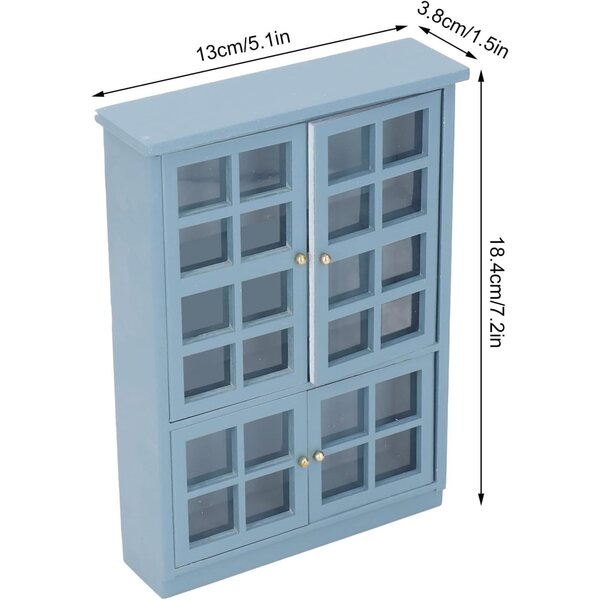 Scaffale Casa delle Bambole Blu Scuro 3 Livelli con Ante Trasparenti - aqxreight