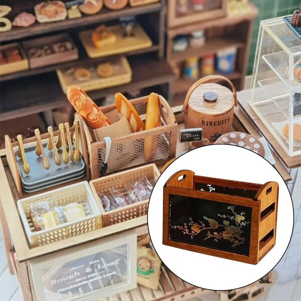 Vintage Aufbewahrungskorb aus Holz für Puppenhaus 1:12 - SZLIFE