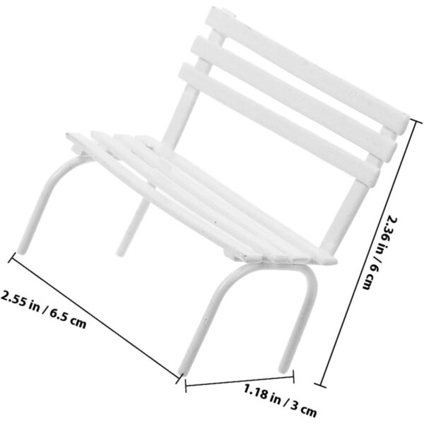 Lot de 2 bancs miniatures en fer blanc pour maisons de poupées et décorations 6,5x6x3 cm