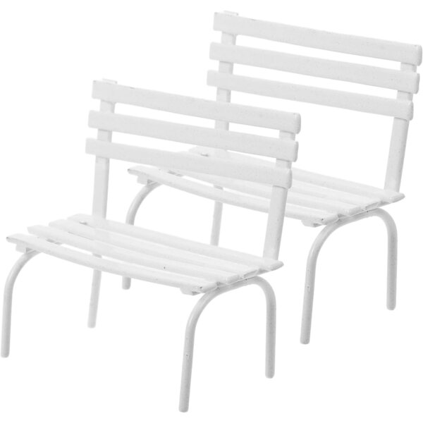 Didiseaon Mini Panca da Giardino 2 pz in Ferro Bianco per Case delle Bambole e Miniature