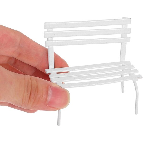 Didiseaon Mini Panca da Giardino 2 pz in Ferro Bianco per Case delle Bambole e Miniature