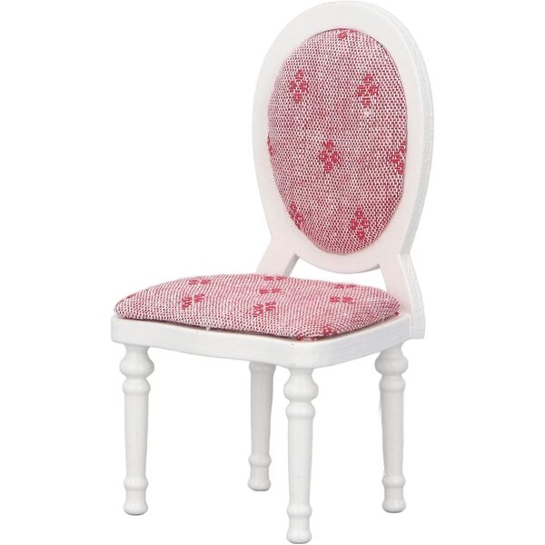 Syrisora Sedia in Legno Bianco con Cuscino Rosa per Casa delle Bambole Scala 1:12