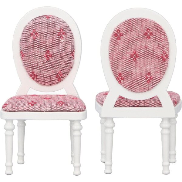 Syrisora Sedia in Legno Bianco con Cuscino Rosa per Casa delle Bambole Scala 1:12