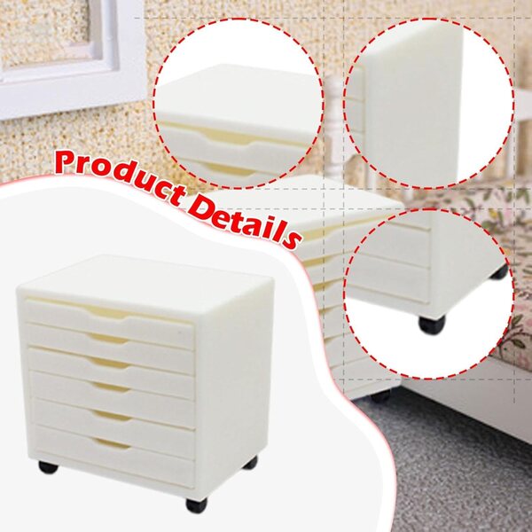 Milageto Comodino Miniatura 1:12 con 6 cassetti per casa delle bambole, bianco elegante