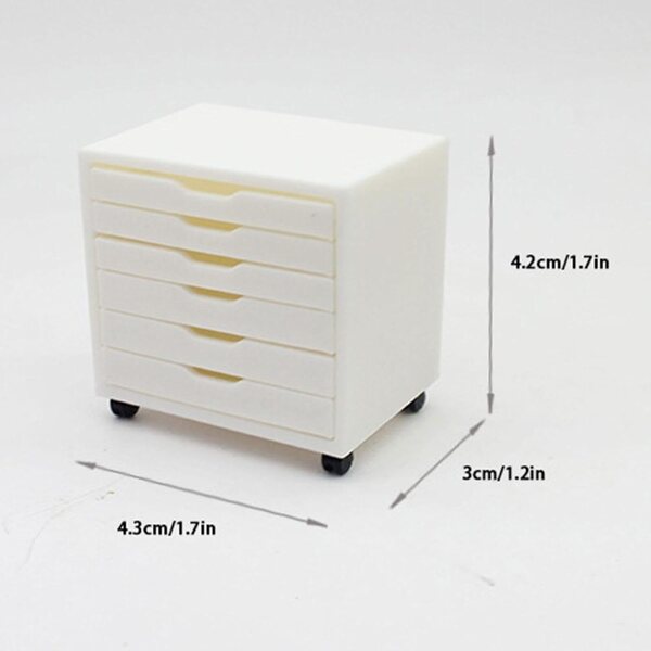 Milageto Comodino Miniatura 1:12 con 6 cassetti per casa delle bambole, bianco elegante