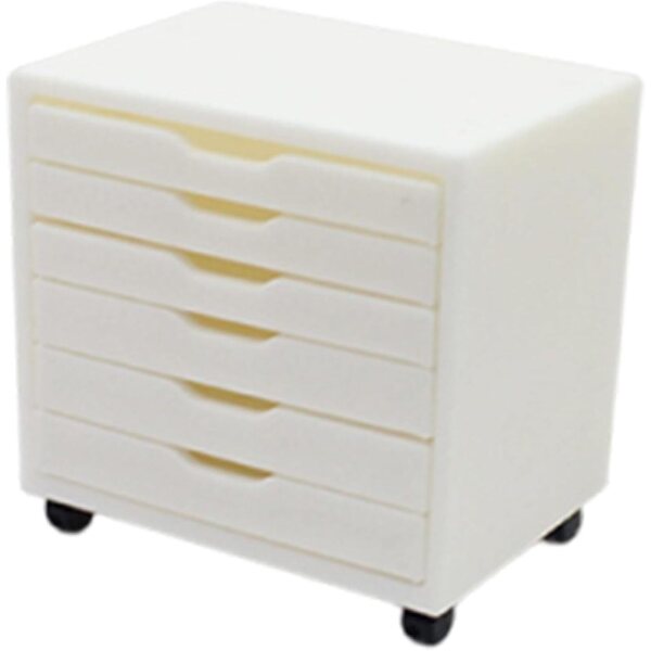 Milageto Comodino Miniatura 1:12 con 6 cassetti per casa delle bambole, bianco elegante