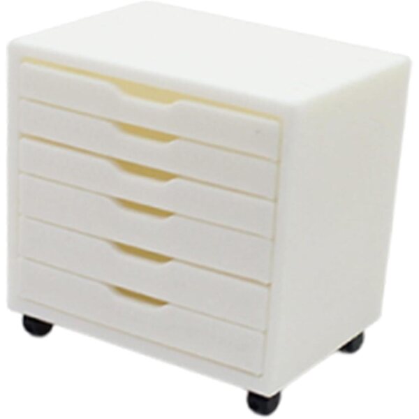 Milageto Comodino Miniatura 1:12 con 6 cassetti per casa delle bambole, bianco elegante