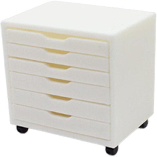 Milageto Comodino Miniatura 1:12 con 6 cassetti per casa delle bambole, bianco elegante