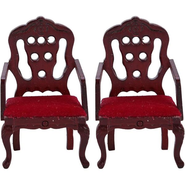 Set Divani Vintage in Legno 1:12 per Casa delle Bambole, Design Rosso Realistico