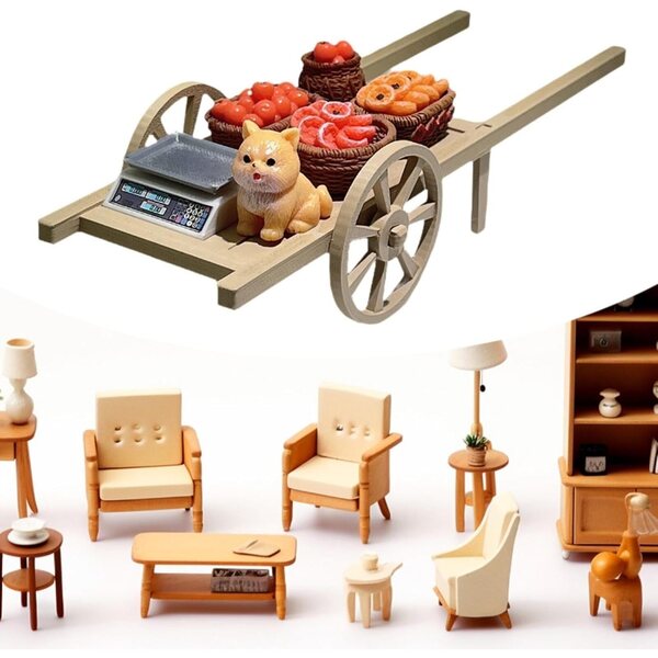 predolo Mini-Gemüsewagen 1/12, dekorative Miniatur für Puppenhäuser