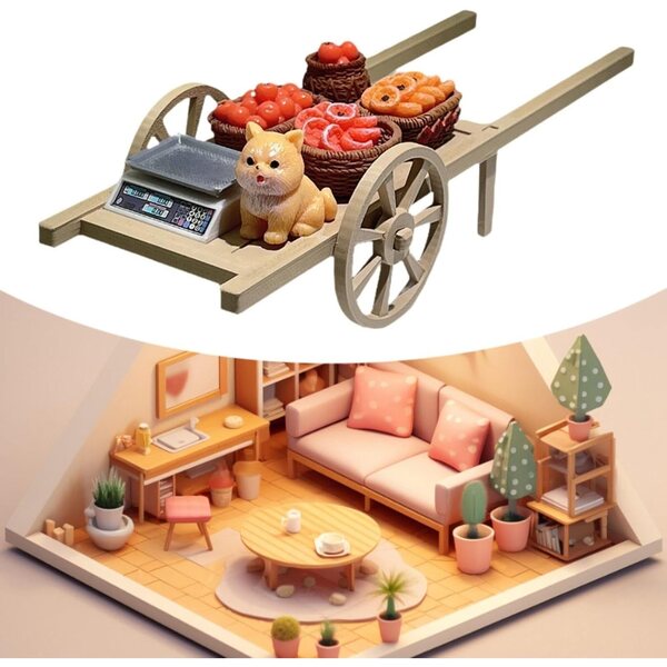 predolo Mini-Gemüsewagen 1/12, dekorative Miniatur für Puppenhäuser