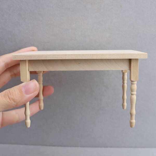 Gralara Tavolino in Legno Grezzo 1:12 Minimalista per Case delle Bambole e Modellismo