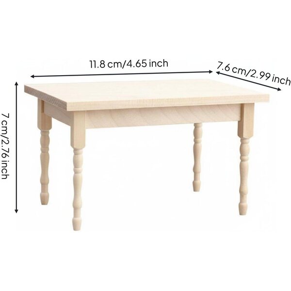 Gralara Tavolino in Legno Grezzo 1:12 Minimalista per Case delle Bambole e Modellismo