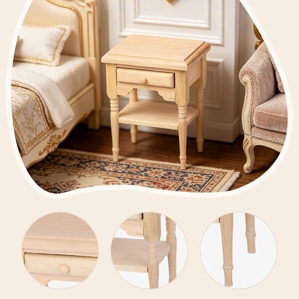 Comodino in Legno Miniatura 1:12 per Casa delle Bambole, Tavolino Realistico TAIZhiChen