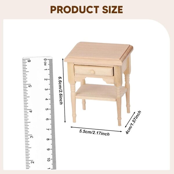 Comodino in Legno Miniatura 1:12 per Casa delle Bambole, Tavolino Realistico TAIZhiChen