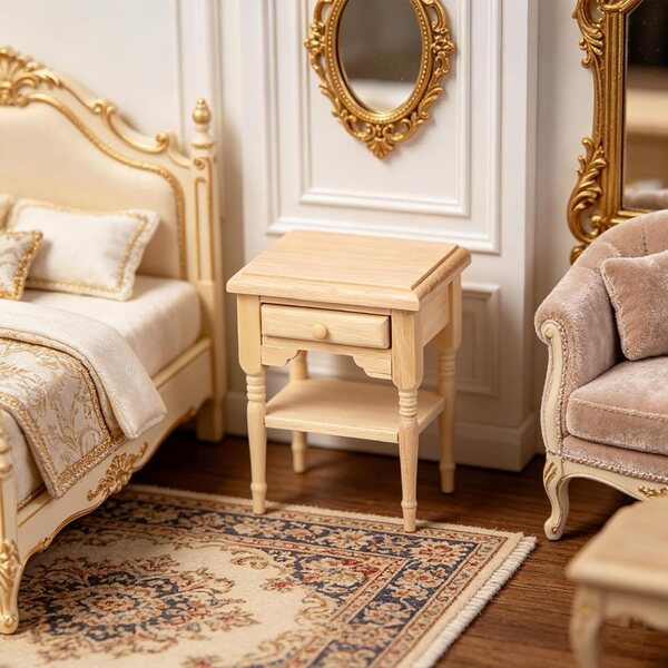 Comodino in Legno Miniatura 1:12 per Casa delle Bambole, Tavolino Realistico TAIZhiChen