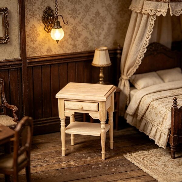 Comodino in Legno Miniatura 1:12 per Casa delle Bambole, Tavolino Realistico TAIZhiChen