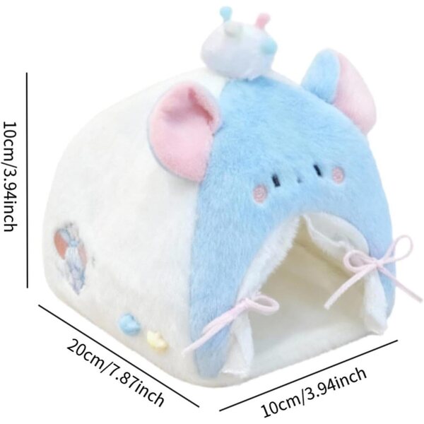 Sharplace Blaues Plüsch-Puppenzelt 20 x 10 x 10 cm, dekoratives Bett und Spielzeug