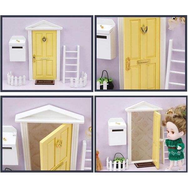 Miniatur-Feentür-Set aus Holz für Puppenhaus und Feengarten