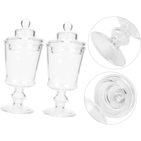 Barattoli in vetro con coperchio per casa delle bambole - set 2 pezzi trasparenti