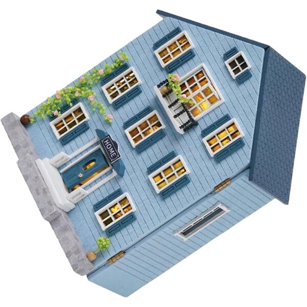 Kit Casa delle Bambole in Legno Miniatura con Mobili per Decorazioni Natalizie