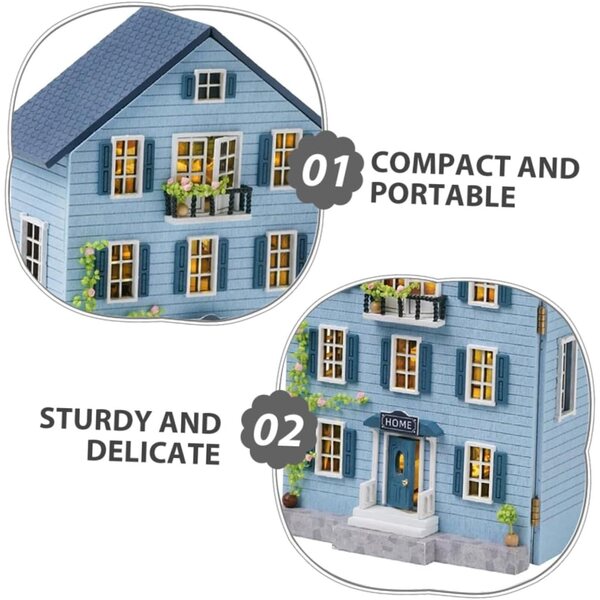 Kit Casa delle Bambole in Legno Miniatura con Mobili per Decorazioni Natalizie