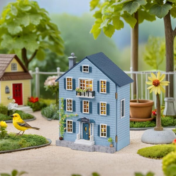 Kit Casa delle Bambole in Legno Miniatura con Mobili per Decorazioni Natalizie