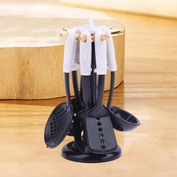 Set 7 Utensili Cucina Miniatura con Ripiano per Casa delle Bambole - predolo