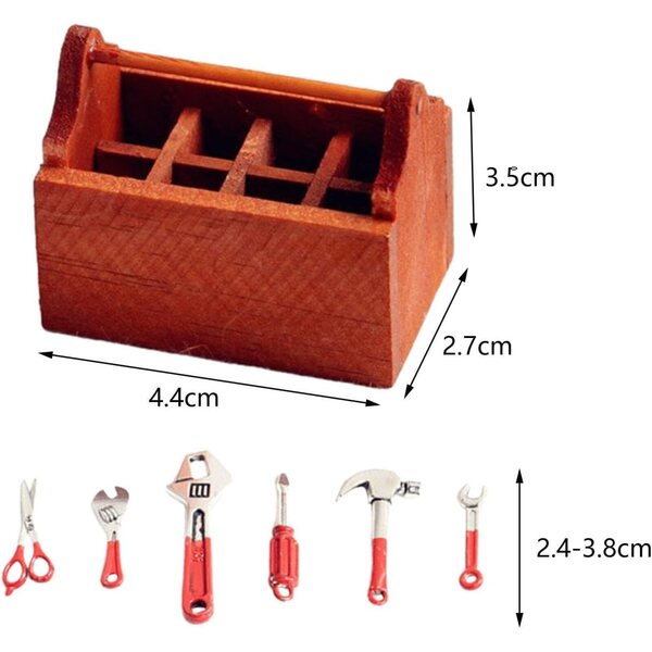 Colcolo cassetta attrezzi miniatura 1/12 in legno per micro paesaggi e case delle bambole