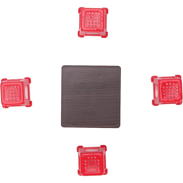 Bewinner Set Mobili Miniatura Casa delle Bambole Tavolo Pieghevole e 4 Sgabelli Rossi