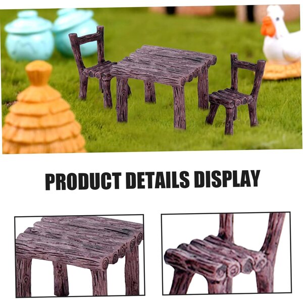 Miniatur-Feen-Gartenmöbel-Set, 3-teilig, aus widerstandsfähigem und dekorativem Harz
