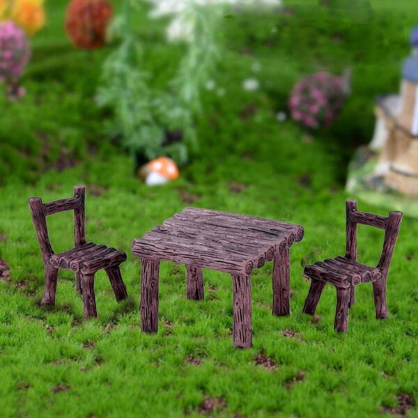 Miniatur-Feen-Gartenmöbel-Set, 3-teilig, aus widerstandsfähigem und dekorativem Harz