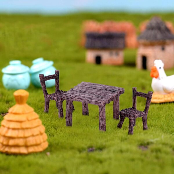 Miniatur-Feen-Gartenmöbel-Set, 3-teilig, aus widerstandsfähigem und dekorativem Harz