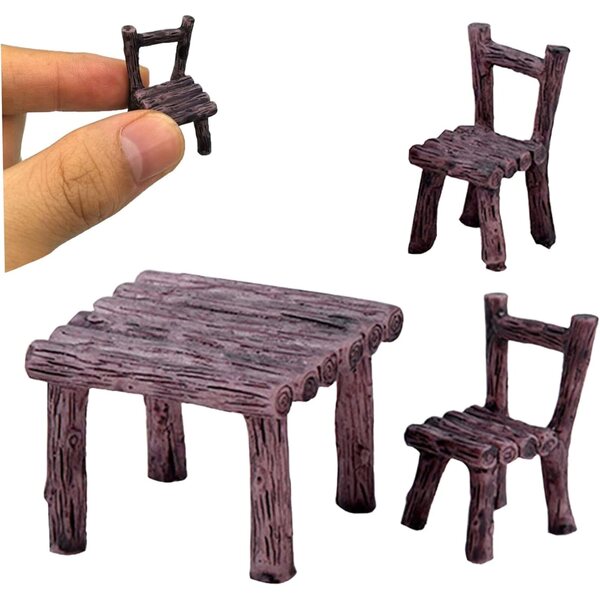 Miniatur-Feen-Gartenmöbel-Set, 3-teilig, aus widerstandsfähigem und dekorativem Harz